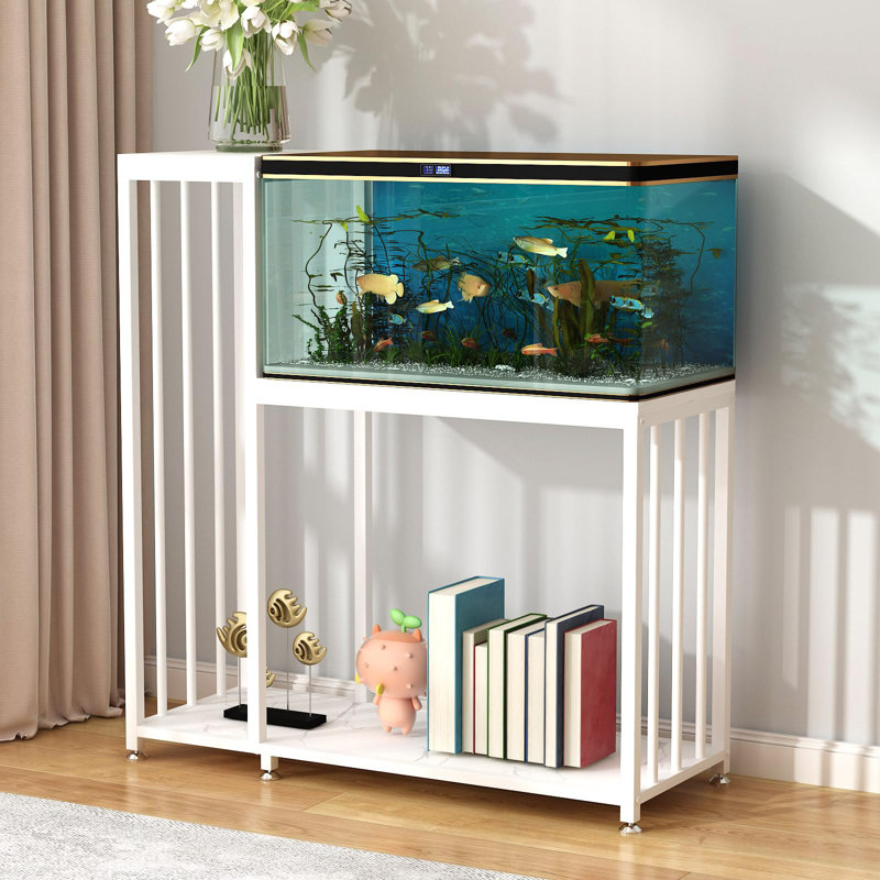 Tucker Murphy Pet 29 Gallon Fish Tank Stand Metal Aquarium Stand With Shelves For Fish Tank Accessories Storage Reptile Tank Turtle Terrariums Stand White Wayfair